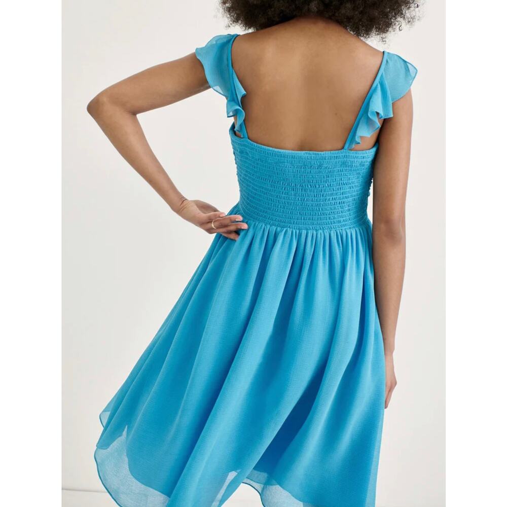 Hatch Turquoise Blue Ruffle Strap Midi Dress - Picture 3 of 13